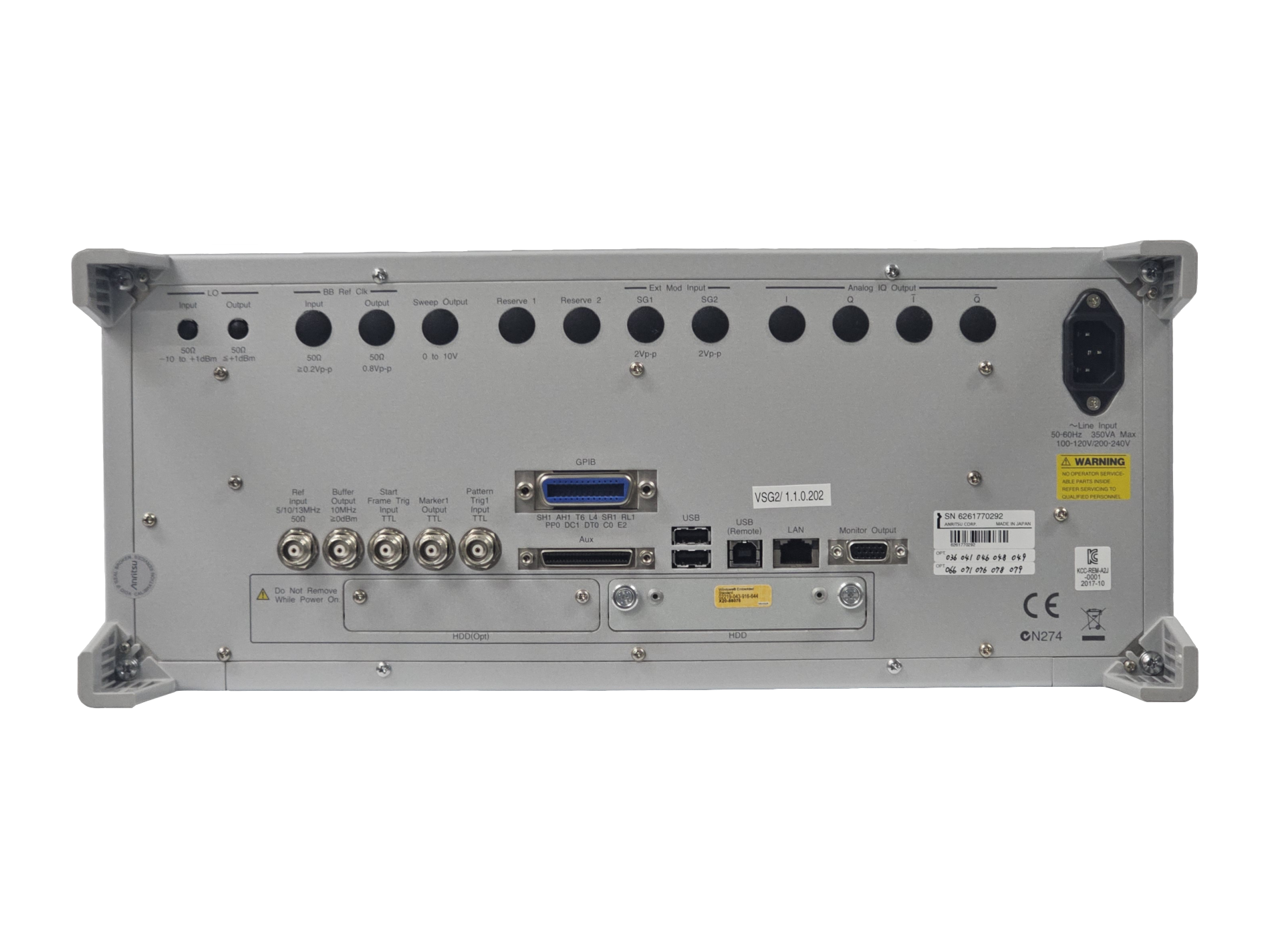 Anritsu/Vector Signal Generator/MG3710A/036/041/046/048/049/066/071/076/078/079