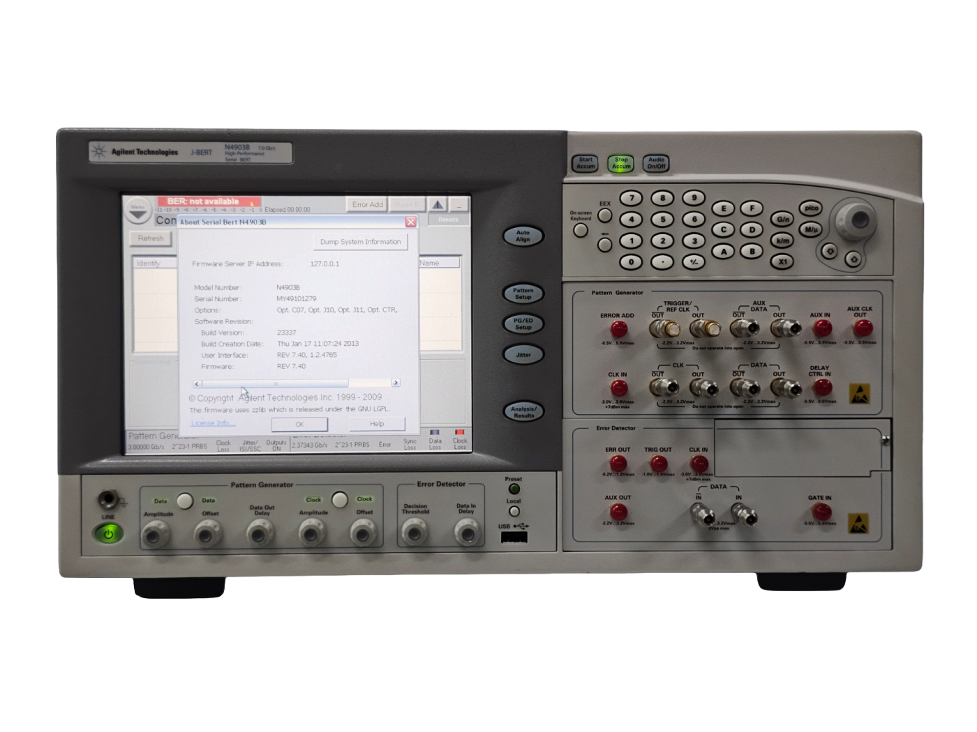 Agilent/High Performance Serial BERT/N4903B/002/A02/C07/CTR/J10/J11
