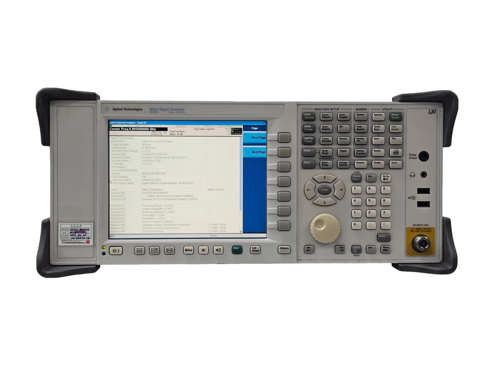 Agilent/Spectrum Analyzer/N9020A/513/B25/EA3/IDE/P03/P08/PC1/PFR/WXP