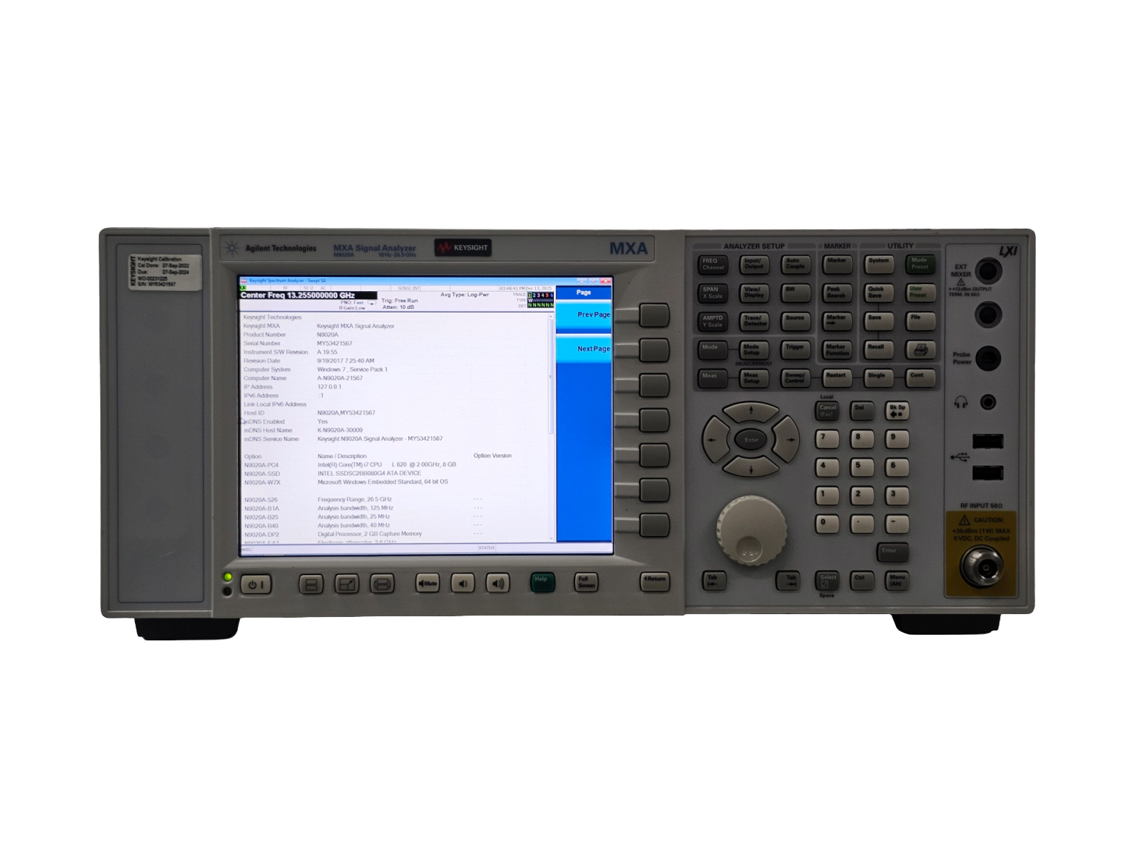 Agilent/Spectrum Analyzer/N9020A/526/B1A/B25/B40/DP2/EA3/EP2/FP2/FS1/MPB/P08/PC4/RTL/SSD/W7X
